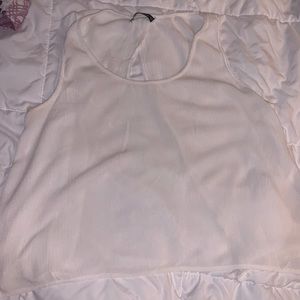 Cropped white tank top w/ open back